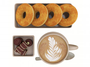 Latte Donuts Chocolate Modello 3D