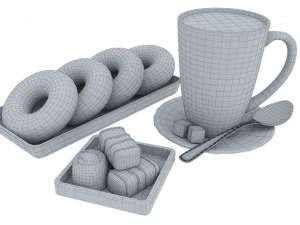 Latte Donuts Chocolate 3D Model