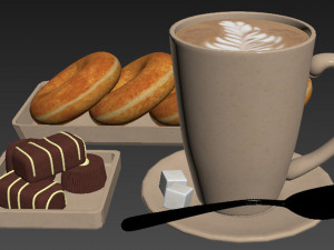 Latte Donuts Chocolate Modello 3D
