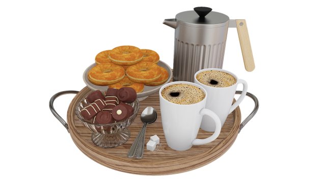 Coffee Donuts Chocolate 3D-Modell .c4d .max .obj .3ds .fbx .stl .blend 