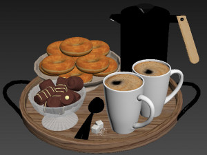 Coffee Donuts Chocolate 3D-Modell