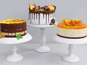 Orange Cake Collection 3D Model