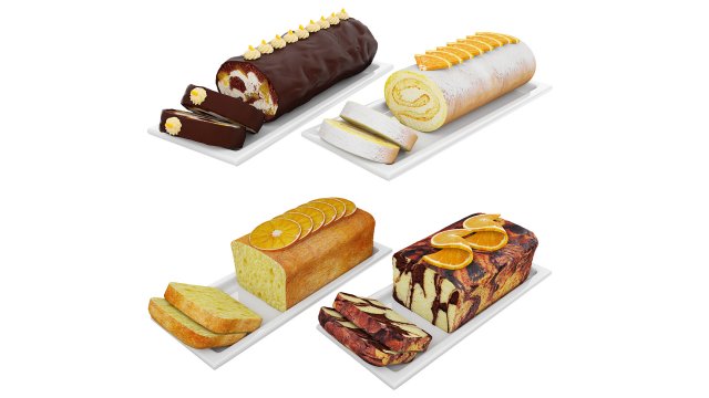 Orange Cake Collection 3 Modello 3D .c4d .max .obj .3ds .fbx .stl .blend