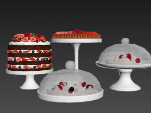 Fruit berry cake collection 3D Model