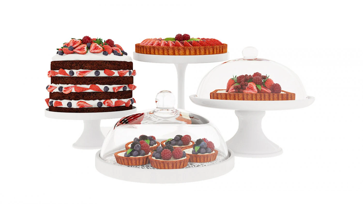 Fruit berry cake collection 3D Model .c4d .max .obj .3ds .fbx .stl .blend