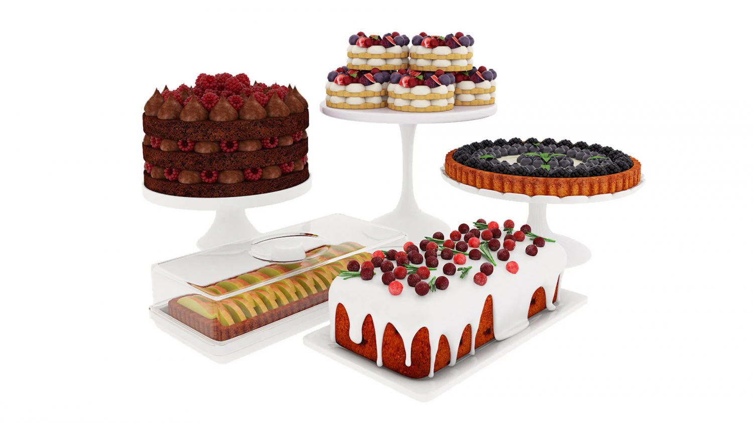 Fruit berry cake collection 2 3D Model .c4d .max .obj .3ds .fbx .stl .blend 