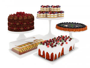 Obst-Beeren-Kuchen-Kollektion 2 3D Modell