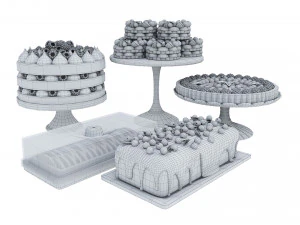 Fruit berry cake collection 2 3D Model