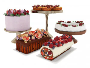 Фруктово-ягідний торт колекція 3 3D Модель