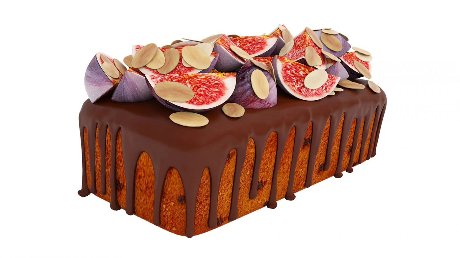 Almond Fig Loaf Cake 3D Model .c4d .max .obj .3ds .fbx .stl .blend 