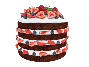 Berry Chocolate Cake Modelo 3D
