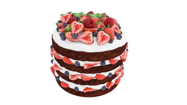 Berry Chocolate Cake Modelo 3D .c4d .max .obj .3ds .fbx .stl .blend 