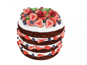 Bolo De Chocolate Com Bagas Modelo 3D