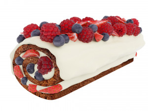 Berry Chocolate Cake Roll 3D Model