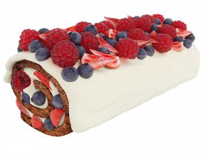Berry Chocolate Cake Roll 3D Model