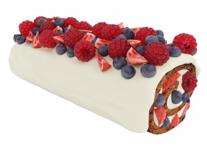 Berry Chocolate Cake Roll 3D Model