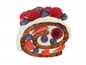 Berry Chocolate Cake Roll 3D Model