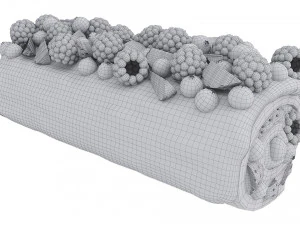 Berry Chocolate Cake Roll 3D Model