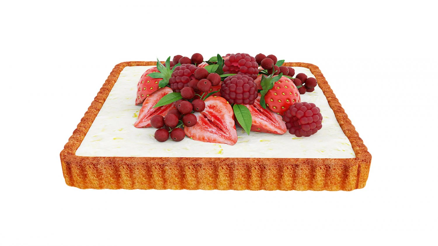 Berry Quadratic Tart 3D Model .c4d .max .obj .3ds .fbx .stl .blend 