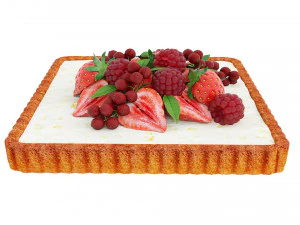 Quadratische Beeren-Torte 3D Modell