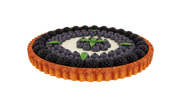 Blackberry Blueberry Tart 3D Model .c4d .max .obj .3ds .fbx .stl .blend 