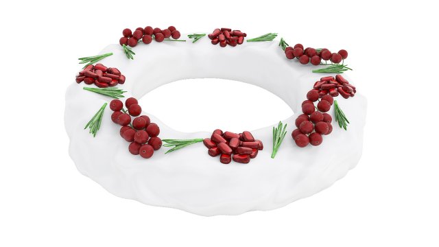 Pomegranate Red Currant Ring-Shaped Cake Modello 3D .c4d .max .obj .3ds .fbx .stl .blend 