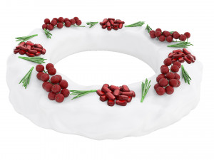 Pomegranate Red Currant Ring-Shaped Cake 3D Model