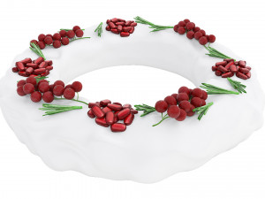 Pomegranate Red Currant Ring-Shaped Cake Modello 3D