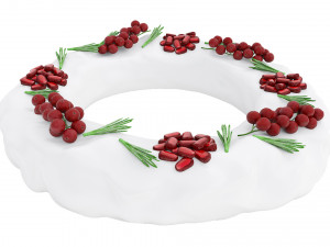 Pomegranate Red Currant Ring-Shaped Cake Modello 3D