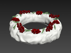 Pomegranate Red Currant Ring-Shaped Cake Modello 3D
