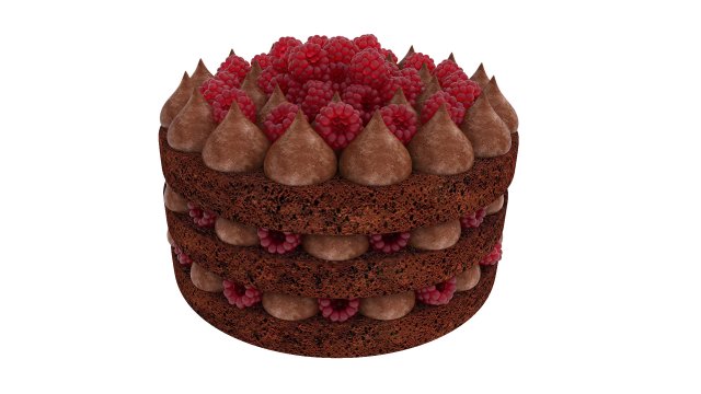 Raspberry Chocolate Cake 3D मॉडल .c4d .max .obj .3ds .fbx .stl .blend