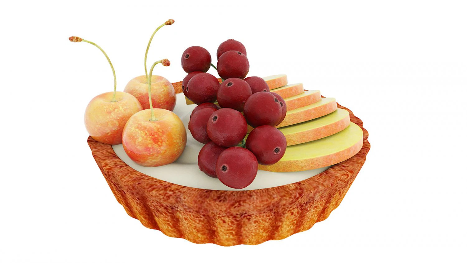 Fruit Berry Mini Tart 3D Model .c4d .max .obj .3ds .fbx .stl .blend 