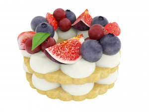 Cookie With Berries 3D Model