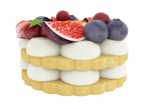 Cookie With Berries 3D Model