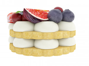 Cookie With Berries 3D Model