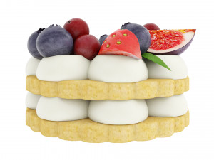 Cookie With Berries 3D Model