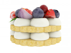 Cookie With Berries 3D Model