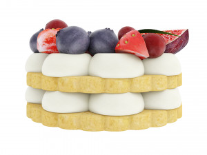 Cookie With Berries 3D Model