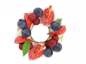 Cookie With Berries 3D Model