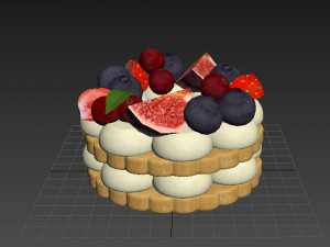 Cookie With Berries 3D Model