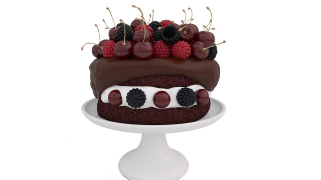 Cherry Berry Cake 3D Model .c4d .max .obj .3ds .fbx .stl .blend 
