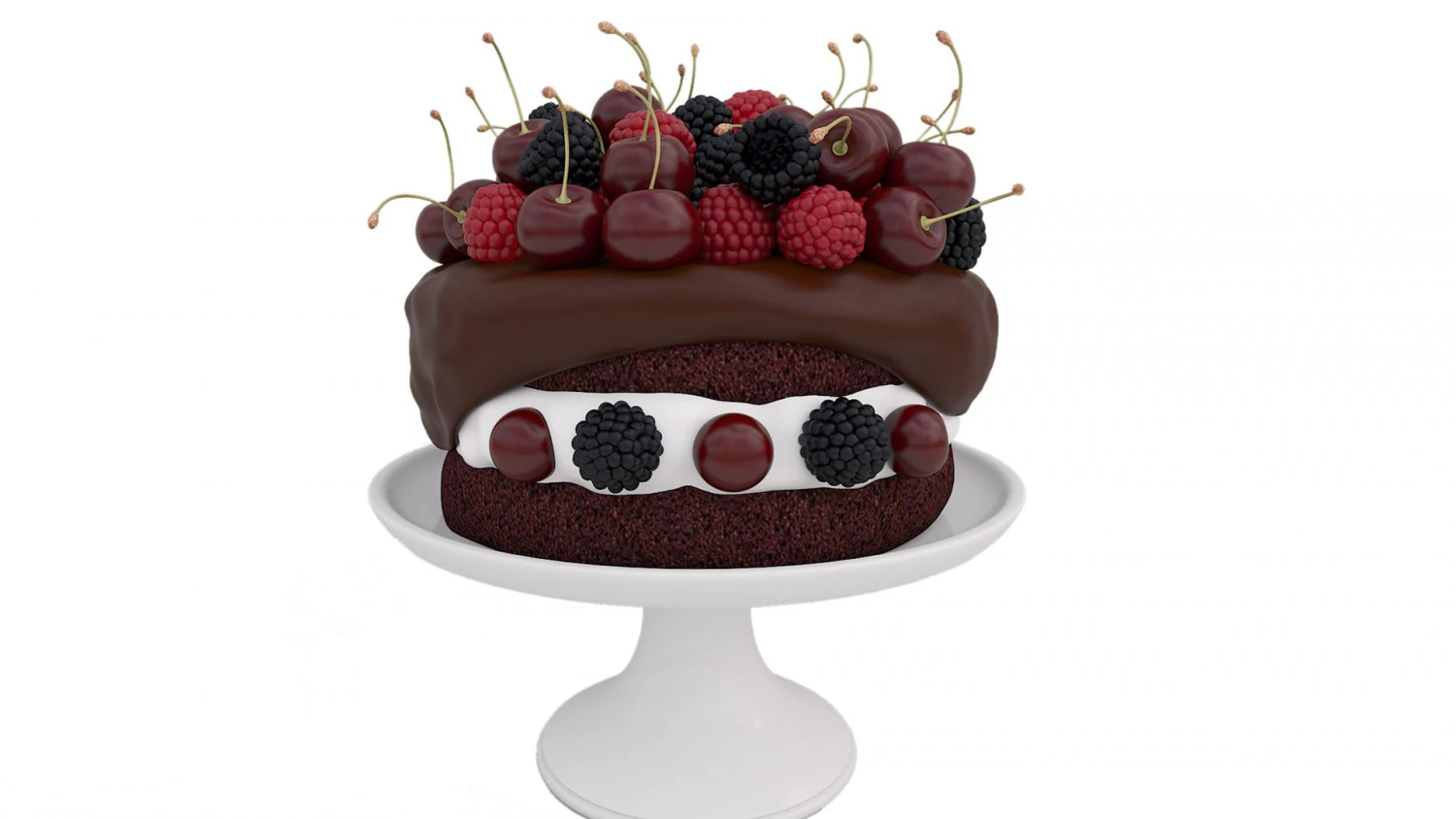 Cherry Berry Cake 3D Model .c4d .max .obj .3ds .fbx .stl .blend