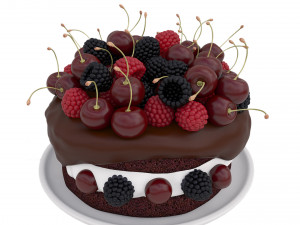 Cherry Berry Cake 3D Model