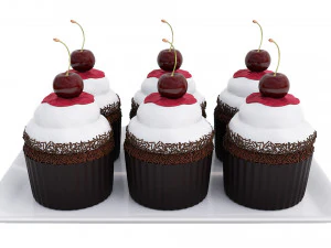 Cherry Chocolate Cupcakes 3D Model