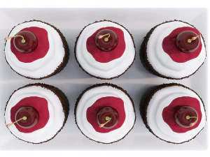 Cherry Chocolate Cupcakes 3D Model