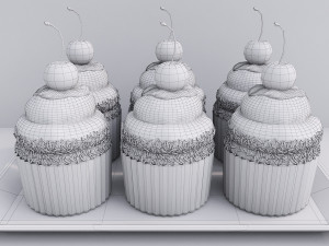 Cherry Chocolate Cupcakes 3D 모델