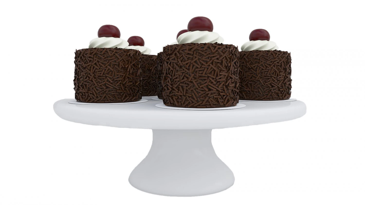 Cherry Chocolate Mini Cakes 3D Model .c4d .max .obj .3ds .fbx .stl .blend 