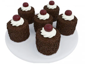 Cherry Chocolate Mini Cakes 3D Model
