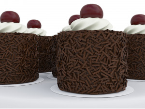 Cherry Chocolate Mini Cakes Model 3D