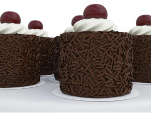 Cherry Chocolate Mini Cakes 3D Model